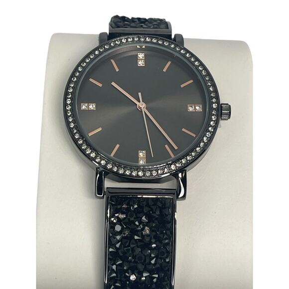 Black Tone Druzy Stone Women\'s Watch Trendy Fashion Stunning Crystal Bezel NWT main image 8